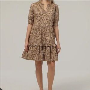 J. Crew Tan Polka Dot Midi Dress